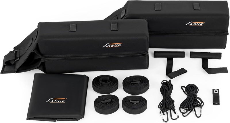 LASUK Universal Car Roof Rack, Soft Roof Rack Pads, Kayak with Tie Down Strap for Surfboard, SUP, Canoe, PP Rope, Quick Loop Strap and Storage Bag - Image 2